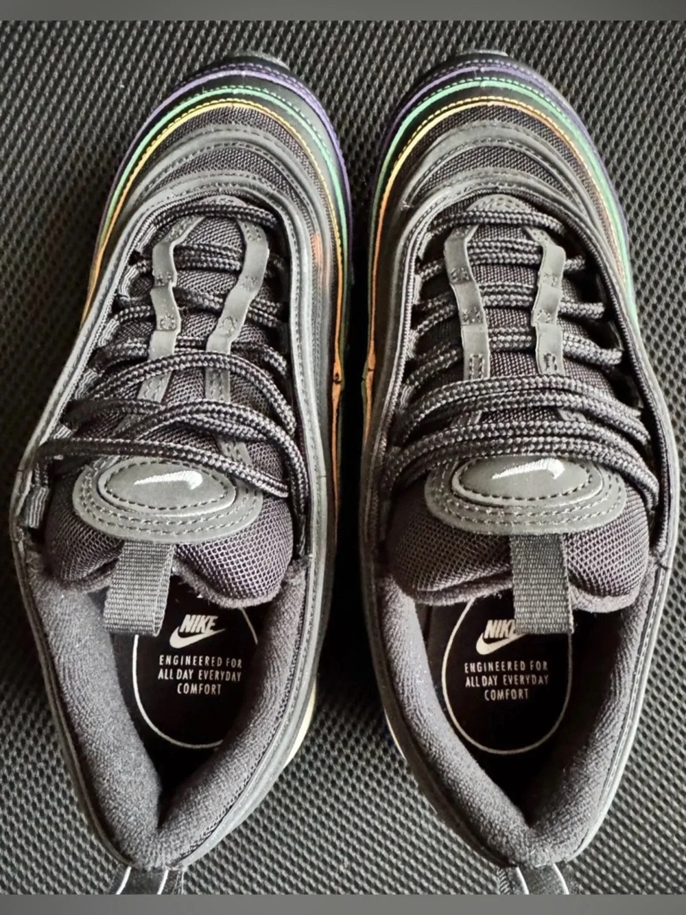 Nike Air Max 97’ Black Rainbow Stitching, Used. Women’s Size 5
